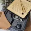 Набір для чайної церемонії квадрат чайник 225мл та 4 піали по 40мл капучіновий — изображение 4