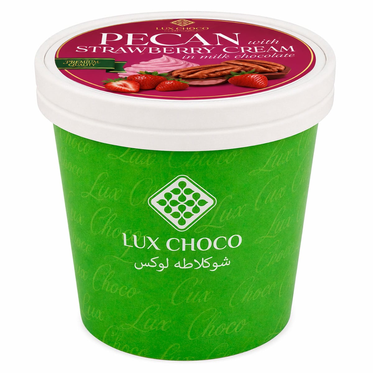 Пекан з полуничним кремом в молочному шоколаді Lux Choco 200г Пекан з полуничним кремом в молочному шоколаді Lux Choco 200г