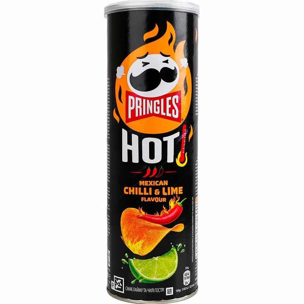 Чипси Pringles Hot зі смаком лайма та чилі