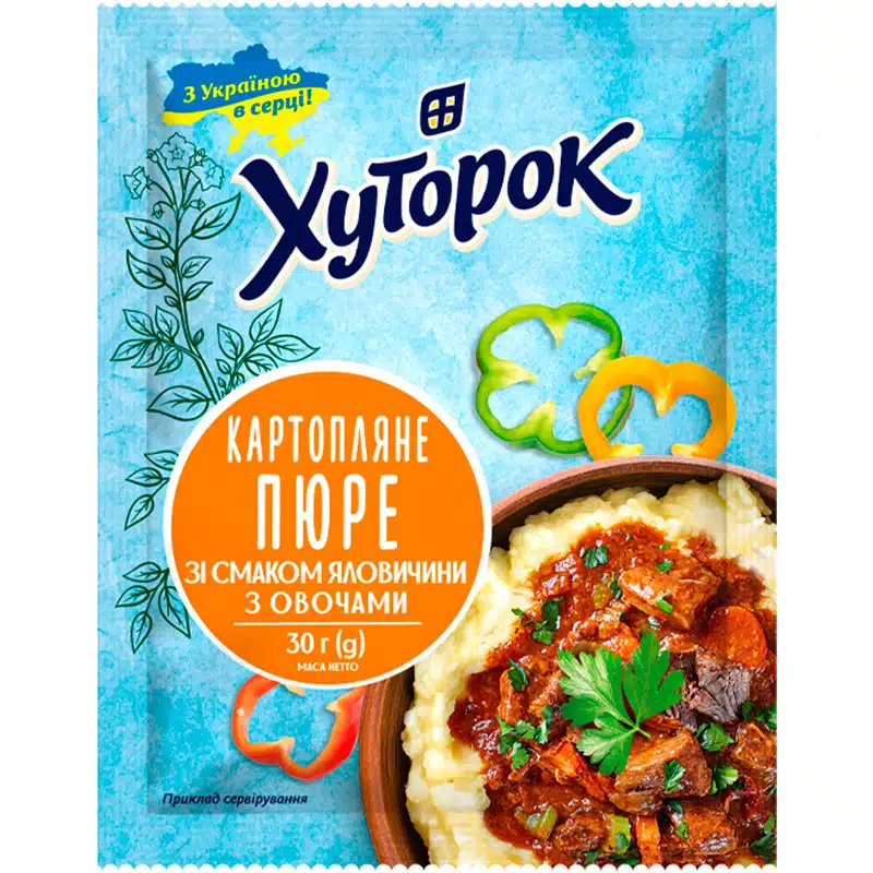 Картофельное пюре со вкусом Говядины с овощами Хуторок 30г