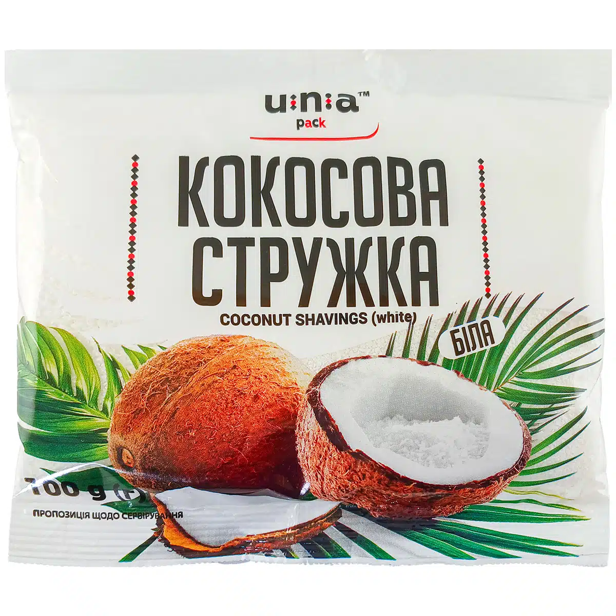 Кокосова стружка ЮНА біла 100г Кокосова стружка ЮНА біла 100г
