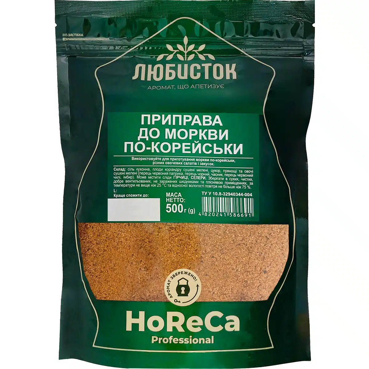 Приправа з зіп-застібкою до Моркви по-корейськи Любисток 500г Приправа з зіп-застібкою до Моркви по-корейськи Любисток 500г