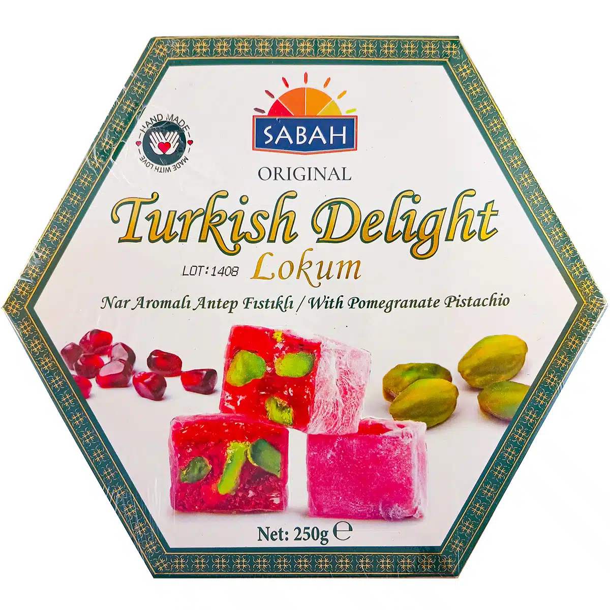 Рахат лукум Sabah Pomegranate Pistachio гранат с фисташкой 250г (Турция)