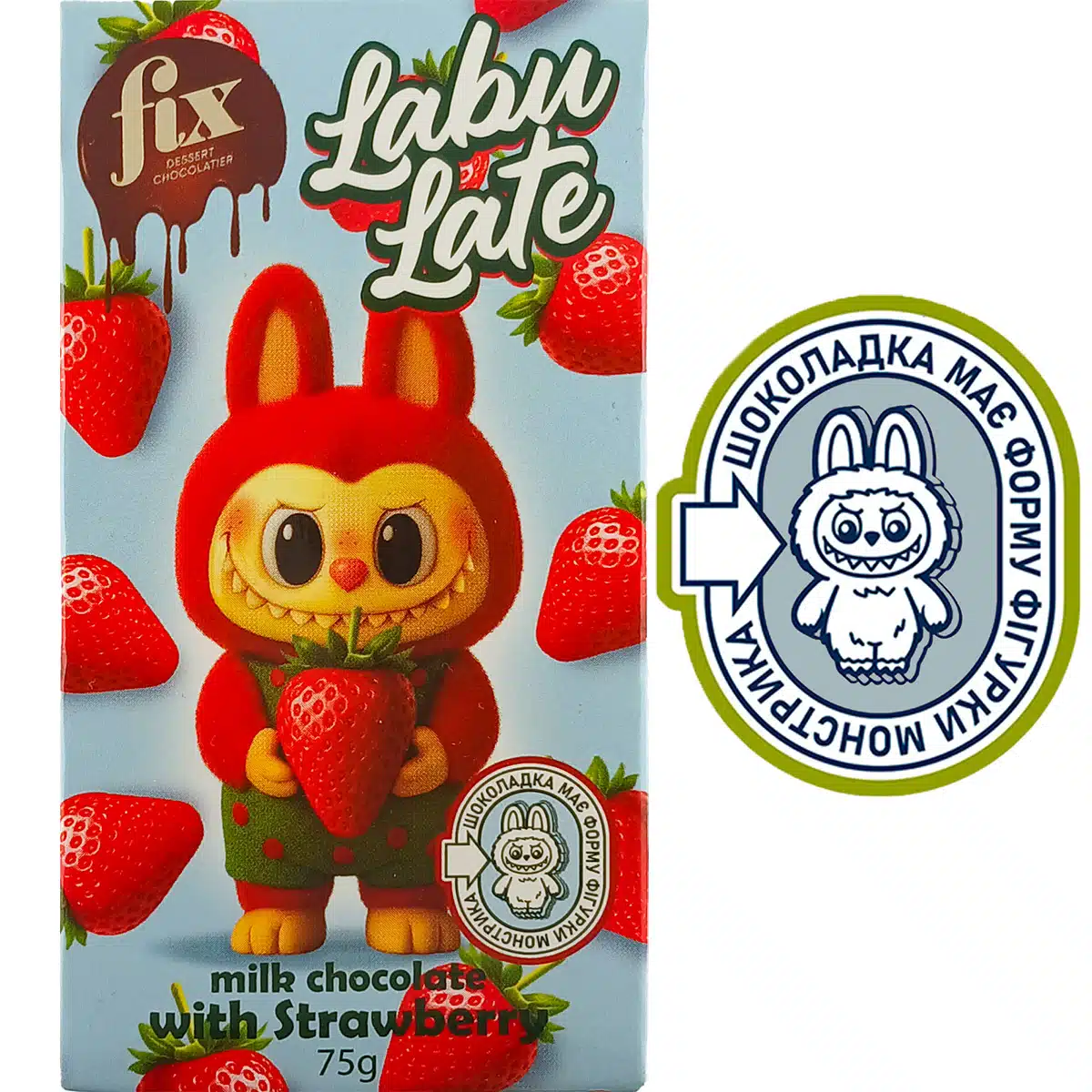 Шоколад Лабубу Labu Late с клубникой Fix 75г