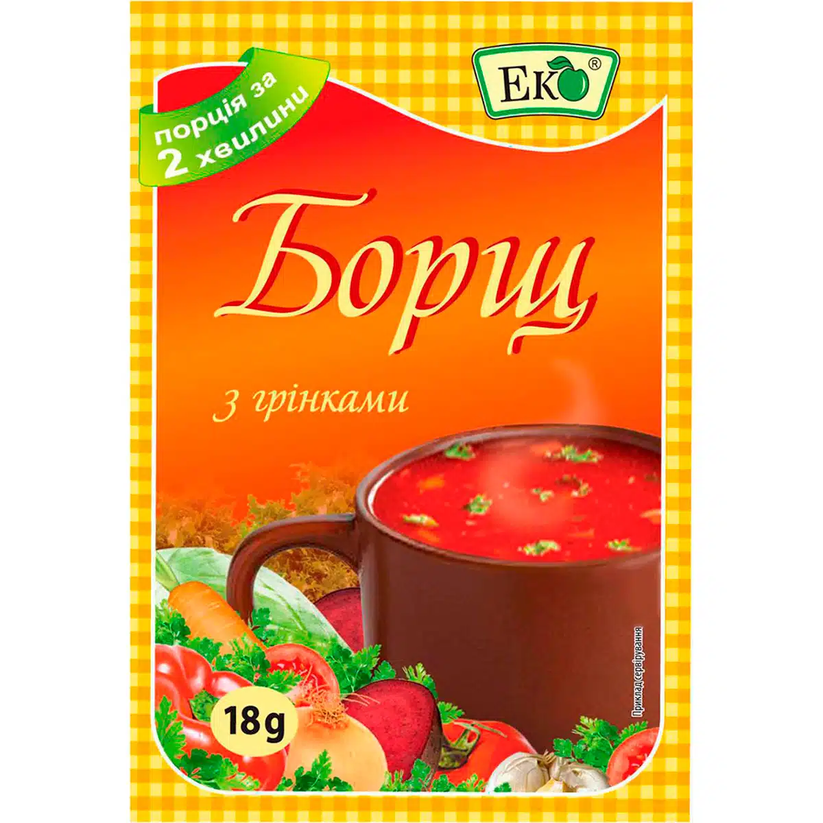Суп быстрого приготовления Борщ с гренками Эко 18г